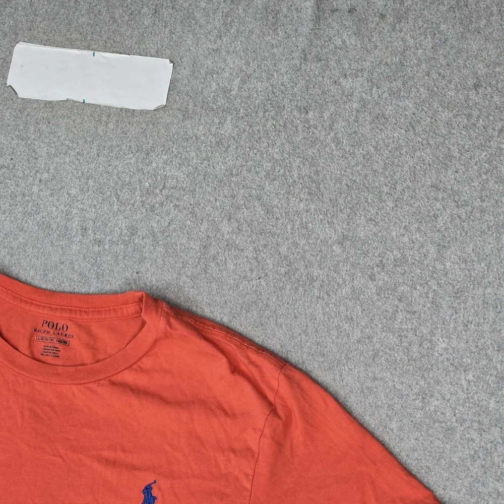 Polo Ralph Lauren Boys Shirt L/G (14-16) Orange Embroidered Logo Short Sleeve
